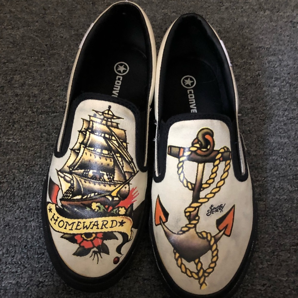 Converse Men’s Sneakers Size 9. Sailor Jerry Graphic Slip on sneaker.